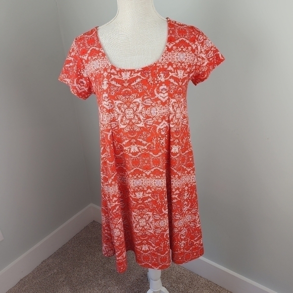 PINK ROSE CORAL AND WHITE FLORAL BOHO BABY DOLL DRESS SIZE MEDIUM - Picture 1 of 7